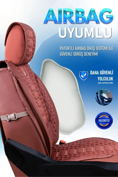 Freshstart    Freshstart Volkswagen CC Uyumlu Lüx Deri Oto Koltuk Kılıfı Ön Arka Takım Marjinal Series Tarçın - 6