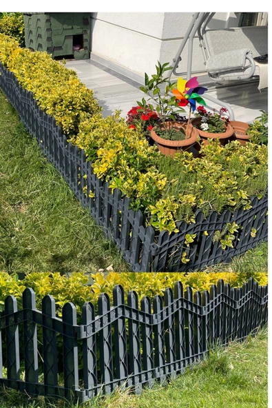 Dekoratif Plastik Bahçe ve Peyzaj Çiti 1 ADET ÇİT (Y: 50 CM / G: 55 CM) TOPRAK AYAKLI - 7