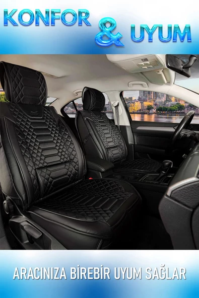 Freshstart    Freshstart Audi E-Tron Uyumlu Lüx Deri Oto Koltuk Kılıfı Ön Arka Takım Marjinal Series Siyah