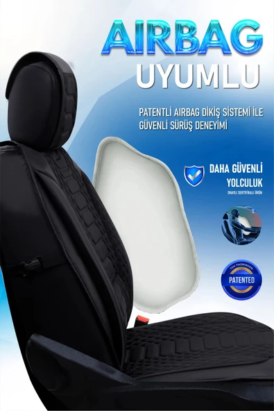 Freshstart    Freshstart Fiat Bravo Uyumlu Lüx Deri Oto Koltuk Kılıfı Ön Arka Takım Marjinal Series Siyah - 5