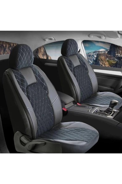 kepmorpho    kepmorpho Volkswagen Passat B8 Lüx Yarı Deri Oto Koltuk Kılıfı Ön Arka Takım Chester Serisi Siyah Beyaz