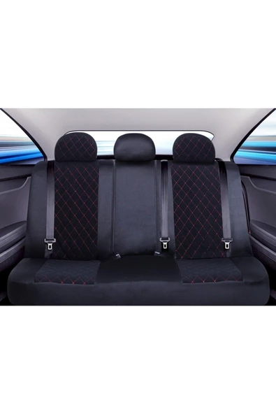 kepmorpho    kepmorpho Volkswagen Passat B8 Lüx Yarı Deri Oto Koltuk Kılıfı Ön Arka Takım Chester Serisi Siyah Beyaz - 3