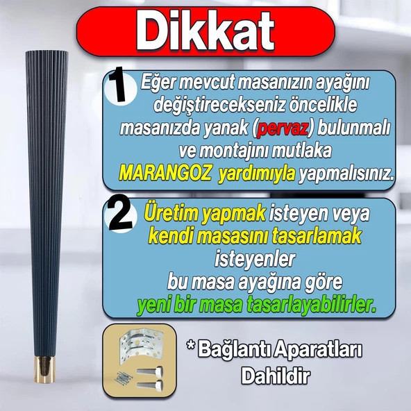 4 Adet Suit Masa Dresuar Ayağı 75 cm Plastik Antrasit Ayak Mutfak Yemek Masası Mobilya Ayakları - 5