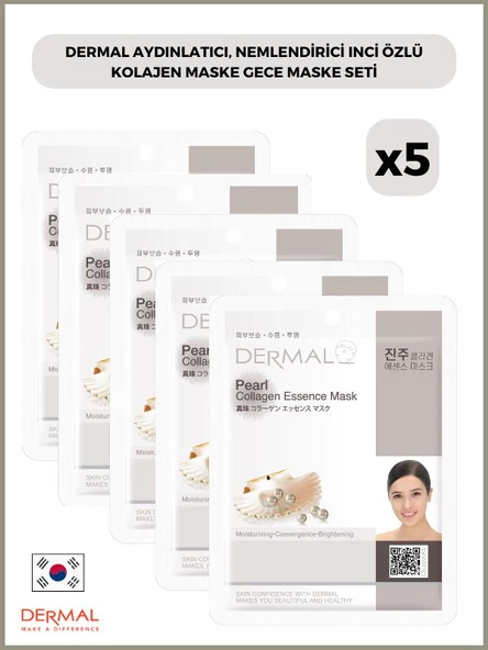 Dermal Aydınlatıcı, Nemlendirici Inci Özlü Kolajen Maske Gece Maske 23 Gr 5 Adet ürün görseli 1