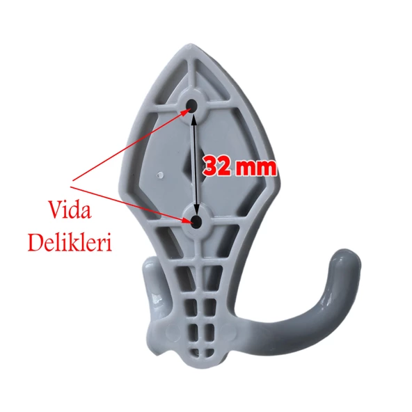 Mobilya Askı Askılık Sert Plastik Gri Vestiyer Duvar Askısı Dolap Elbise Askılığı - Resim 5