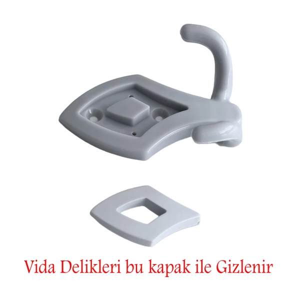 Mobilya Askı Askılık Sert Plastik Gri Vestiyer Duvar Askısı Dolap Elbise Askılığı - Resim 4