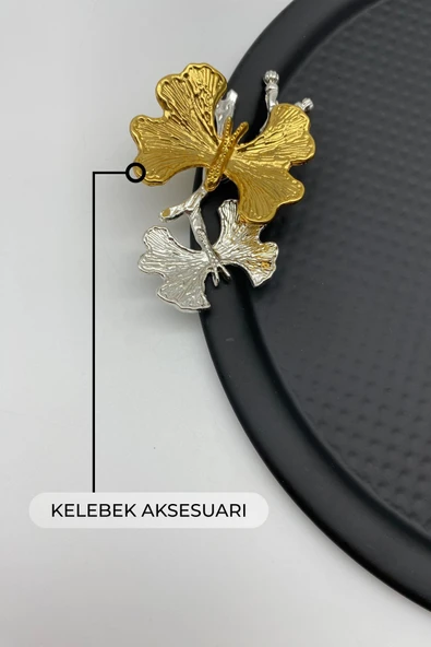 2'li Kelebekli Yuvarlak Siyah Çay ve Kahve Sunum Tepsisi, Dekoratif Servis Tepsisi 22cm Tek kişilik - 5