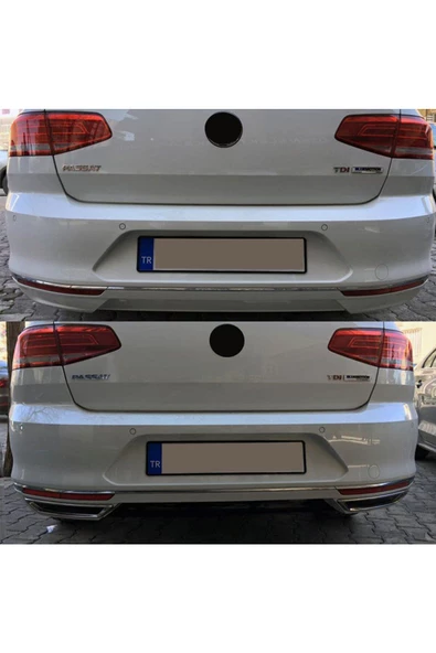 Volkswagen Passat B8 Krom Egzoz Görünümü Difüzör Çıtası 2015-2018 - 3