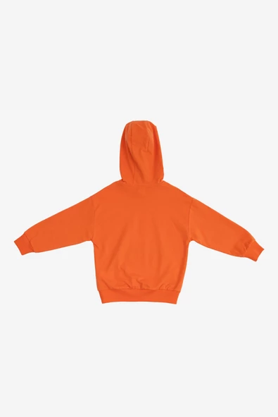 Uthar Turuncu Pamuklu Kapşonlu Çocuk Sweatshirt - 2