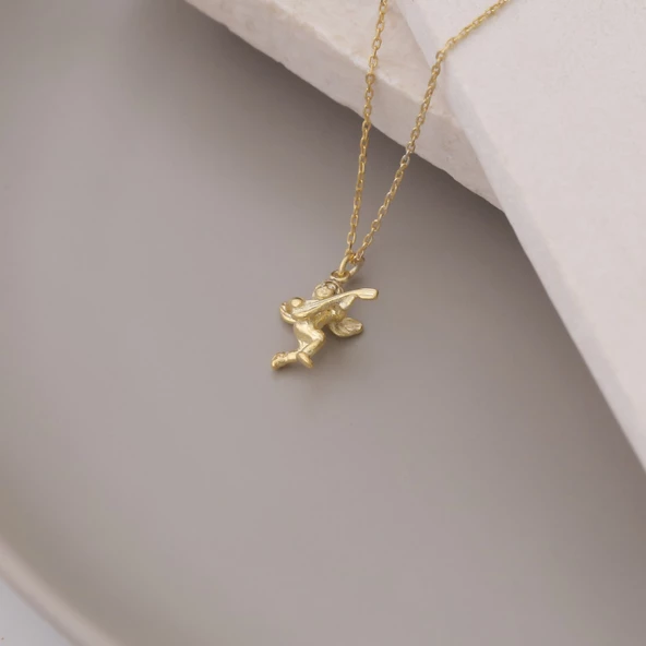 925 Ayar Gümüş Mandolin Çalan Çocuk Melek Kolye - Resim 3