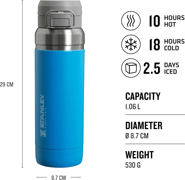 Stanley The Quick Flip Paslanmaz Çelik Termos 1.06 LT (36 OZ) - Azure - 2