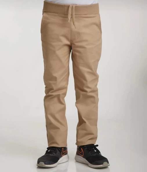 Uğur Böceği Çocuk Unisex Ribana Beli Lastikli Canvas Okul Pantolonu 5-9 Yaş - 12