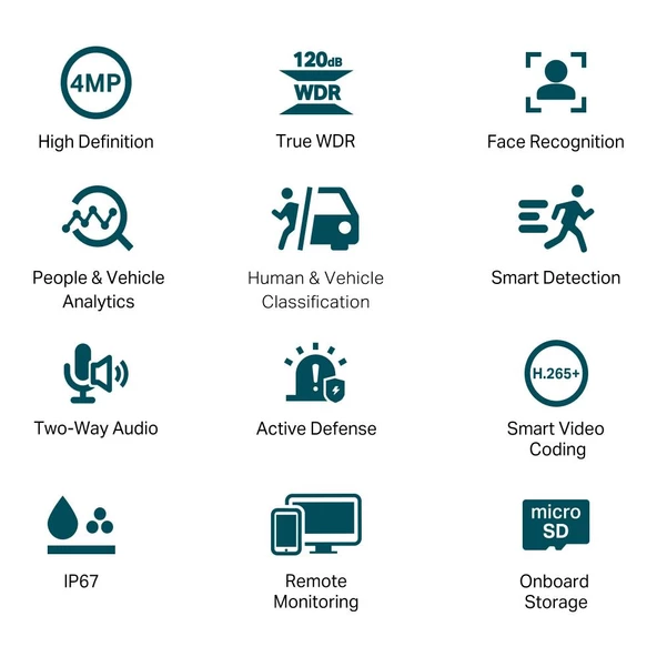 TP-Link VIGI C340S 4mm 4MP AI ColorPro Bullet IP Kamera (1/1.8",30fps,FHD,H.265+) - Resim 2