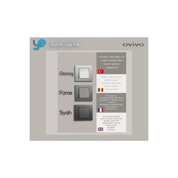 Ovivo Grano Füme Zil Anahtarı Light - Resim 4