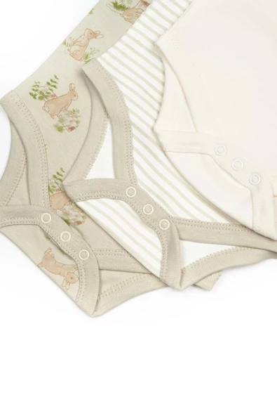 Bebek 3lü Kısa Kollu Badi Kutulu Set %100 Organik Pamuk, Bebek ve Yenidoğan Serisi - CSY5763 - 9