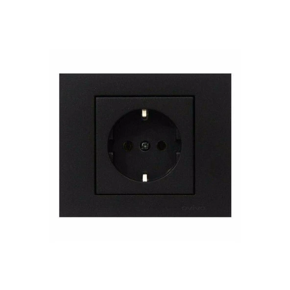 Ovivo Grano Siyah Topraklı Priz