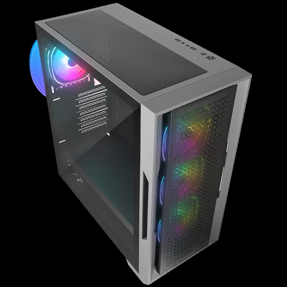 Rampage RADIANT V1 BLACK 2* USB3.0 Temperli 4*ARGB Fan+Hub E-ATX Exclusive Gaming Kasa