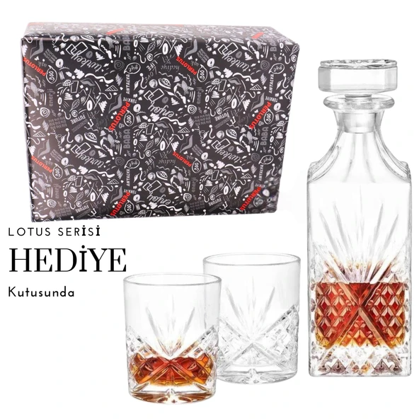 Perlotus Lotus 5 Parça Cam Viski Karafı  ve Viski Bardağı Seti - 3