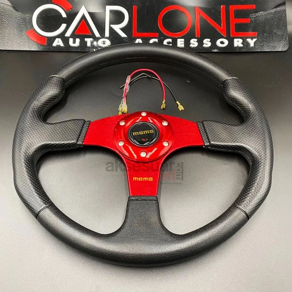 Momo Spor Direksiyon 32cm Kırmızı Göbek Delikli Desen İthal Ürün A+ Kalite - 2