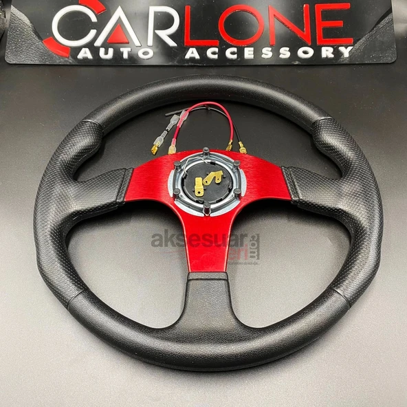 Momo Spor Direksiyon 32cm Kırmızı Göbek Delikli Desen İthal Ürün A+ Kalite - 4