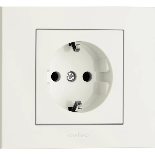 11 Adet Ovivo Grano Beyaz Topraklı Priz Çerçeve Dahildir 11'li ürün görseli 1