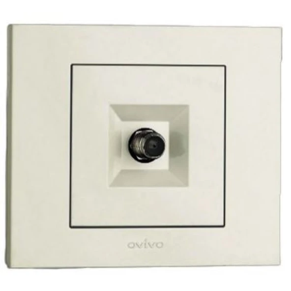 15 Adet Ovivo Grano Beyaz Uydu Tv Prizi F Konnektör Çerçeve Dahil