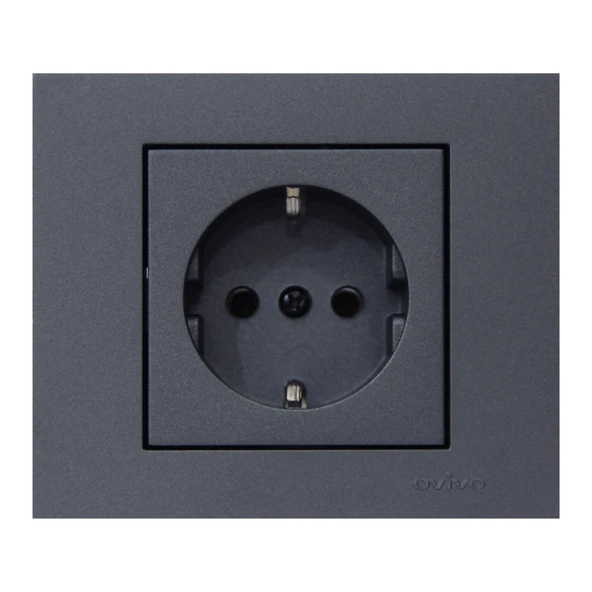 Ovivo Grano Füme Topraklı Priz + Çerçeve 1 Adet ürün görseli 1