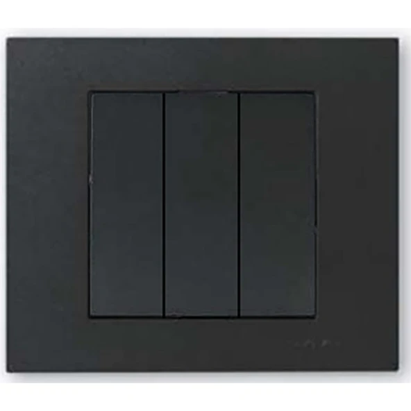 9 Adet Ovivo Grano Siyah Üçlü Anahtar Çerçeve Dahildir 9'lu ürün görseli