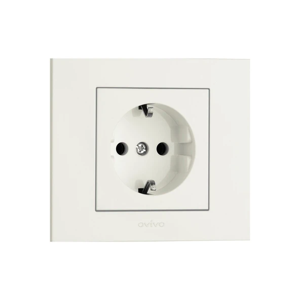 Ovivo Grano Beyaz Topraklı Priz Çerçeve Dahildir** ürün görseli 1