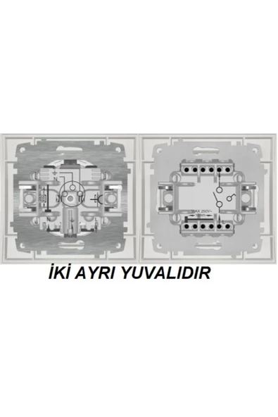 Zena Ikili Takım Topraklı Priz Telefon ( Numeris ) Prizi Ikili Çerçeve ( Gümüş ) Metalik Gri - 2