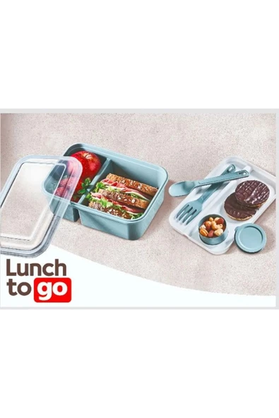Lunch To Go Bölmeli Beslenme Kabı Sosluk Hazneli Çatal ve Kaşıklı Hobby Life 14,5x20x7,4cm - 2