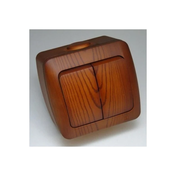 8 Adet Sıva Üstü Kiraz Ahşap Renkli Komütatör İkili Anahtar Elbi / Alsu - Resim 2