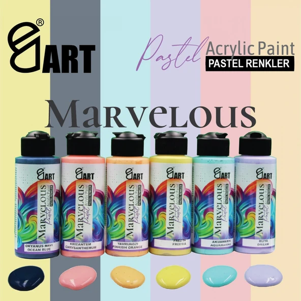 E&D Art Marvelous 6x110ml Akrilik Boya Pastel Renkler Set / ed.55269