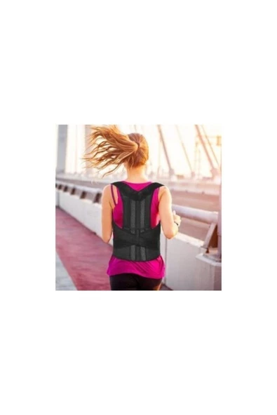 Unisex Siyah Balenli Korse Kamburluk Önleyici Dik Durmak Için Bel Sırt Korse - Resim 3