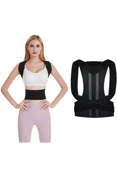 Kadın Erkek Balenli Dik Duruş Korsesi Dik Durma Bel Sırt Omuz ürün görseli 1