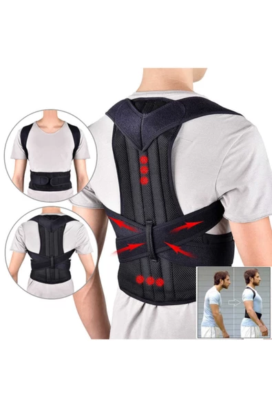 Unisex Siyah Balenli Dik Duruş Bel Ve Sırt Korsesi - 3
