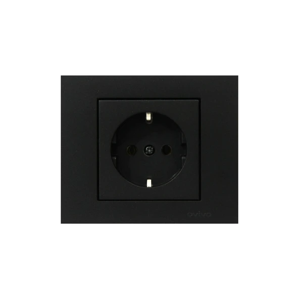 Ovivo Grano Siyah Topraklı Priz Çerçeve Dahil ürün görseli 1