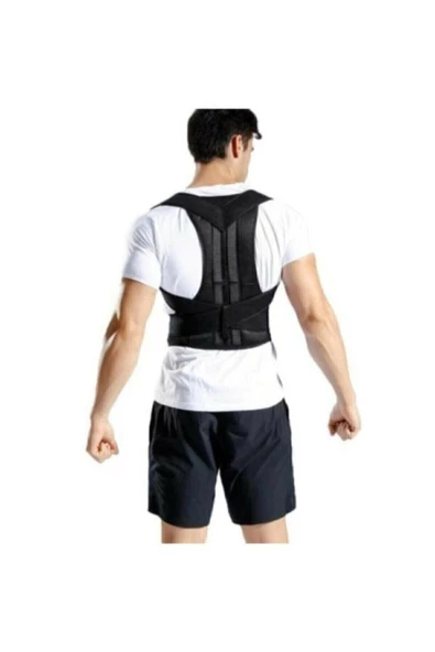 Dik Tutucu Kamburluk Önleyici Unisex Siyah Bel Ve Sırt Destekleyeci Ortopedik Korse - 4