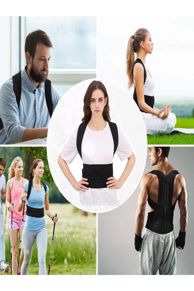 Kamburluk Önleyici Balenli Bel ve Sırt Dik Duruş Korse Bel Omuz Postur Spor Ortopedik - 4