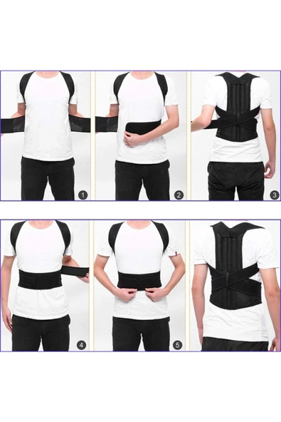 Unisex Siyah Kamburluk Önleyici Dik Durma Korse - Resim 4