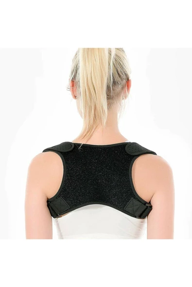 Yeni Nesil Dik Duruş Korsesi Kamburluk Önleyici Terletmez Korse Unisex Siyah - Resim 2