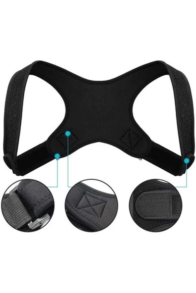 Unisex Siyah Yeni Nesil Dik Duruş Kamburluk Önleyici Korse ürün görseli 1