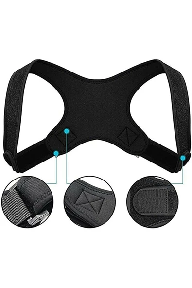 Yeni Nesil Dik Duruş Korsesi Kamburluk Önleyici Terletmez Korse Unisex Siyah - Resim 5