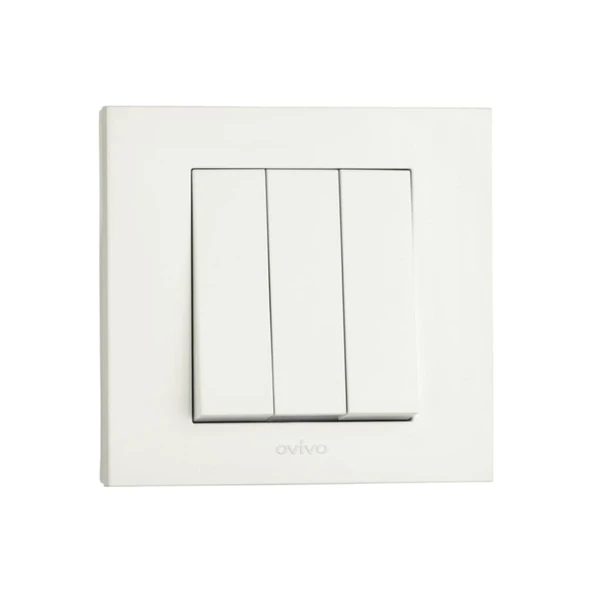 Tenda Grano Beyaz Üçlü Anahtar - 9 Adet Çerçeve Dahildir