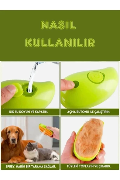 TİNEKE Buharlı Kedi & Köpek Yıkama Fırçası Tarağı Yumuşak Silikon - 4