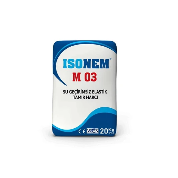 İsonem M03 Su Geçirimsiz Elastik Tamir Harcı 20 Kg Gri