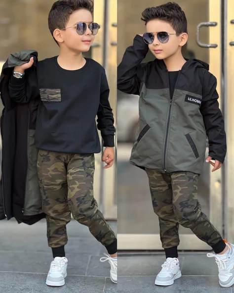 MODAVALS RÜZGARLIKLI KAMUFLAJ KUMAŞ KIZ ÇOCUK & ERKEK ÇOCUK ALT ÜST TAKIM - 2