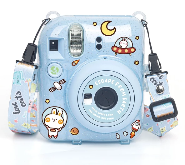 Fujifilm Instax Mini 12 10 Filmli Stand-PVC Albüm ve Simli Pleksi Kılıflı Mavi Fotoğraf Makinesi - 2