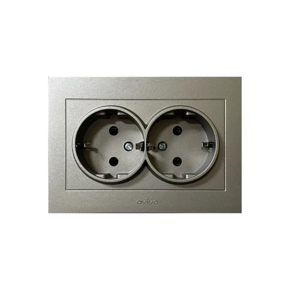 Ovivo Grano Siyah Topraklı Priz+Topraklı Priz İkili Set ViceAntrasit001 - Resim 3