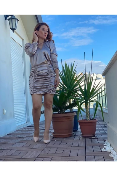 Kadın Saten Elbise - 3